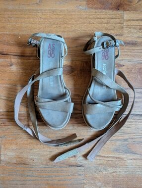 A.S.98 Italian Leather LABO Wrap Sandals | Boho Strappy Taupe | Size 40